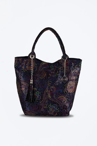 Cabas en cuir Liberazione - Noir, rouge et bleu