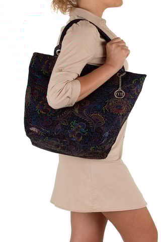 Cabas en cuir Liberazione - Noir, rouge et bleu