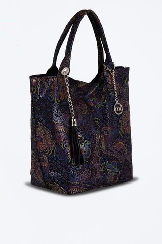 Cabas en cuir Liberazione - Noir, rouge et bleu