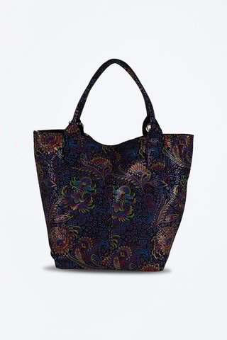 Cabas en cuir Liberazione - Noir, rouge et bleu