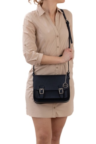 Sac bandoulière en cuir Ontani - Bleu et argenté