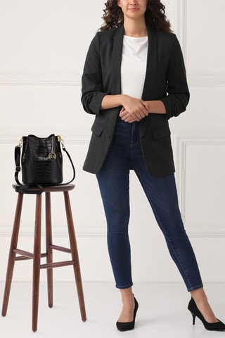 Sac seau en cuir Mottarone - Noir