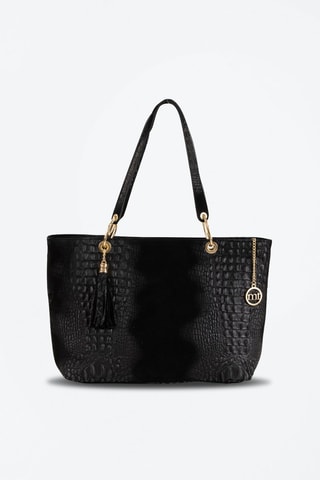 Shopping bag in pelle Cilento - Nero e dorato