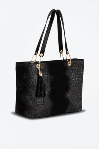 Shopping bag in pelle Cilento - Nero e dorato