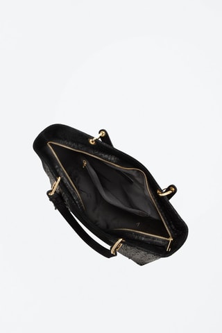 Shopping bag in pelle Cilento - Nero e dorato