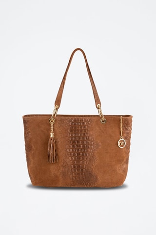 Cabas en cuir Cilento - Marron et doré