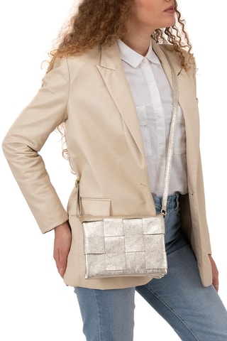 Sac bandoulière en cuir Empoli - Argenté