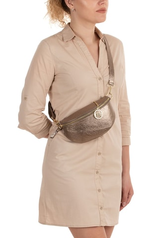 Sac bandoulière en cuir Perugino - Beige et doré