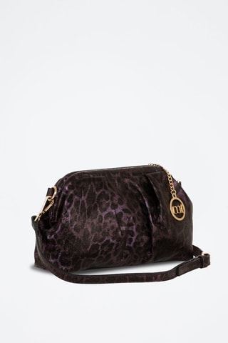 Sac bandoulière en cuir - Noir et violet