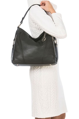 Sac porté épaule en cuir Castello - Noir