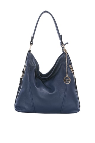 Sac porté épaule en cuir Castello - Bleu