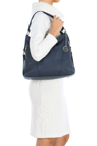 Sac porté épaule en cuir Castello - Bleu