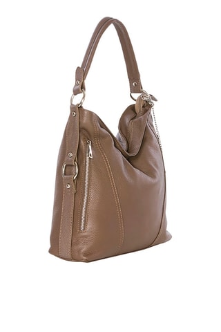 Sac porté épaule en cuir Castello - Taupe