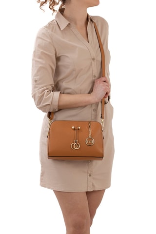 Sac bandoulière en cuir Certosa - Marron et doré