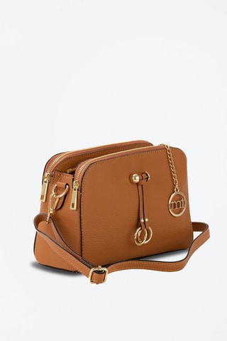 Sac bandoulière en cuir Certosa - Marron et doré