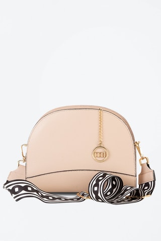 Sac bandoulière en cuir - Blanc, noir et rose