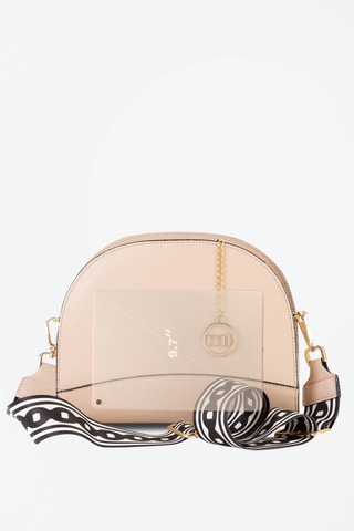 Sac bandoulière en cuir - Blanc, noir et rose