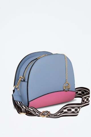 Sac bandoulière en cuir - Bleu et rose