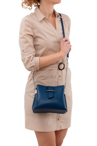 Sac bandoulière en cuir Frascati - Bleu et argenté