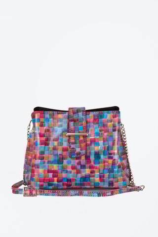 Sac bandoulière en cuir Frascati - Rouge, bleu et vert