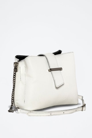 Sac bandoulière en cuir Frascati - Blanc et argenté