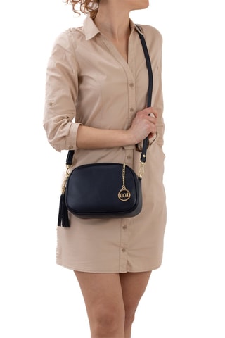 Sac bandoulière en cuir Gradisca - Bleu et doré