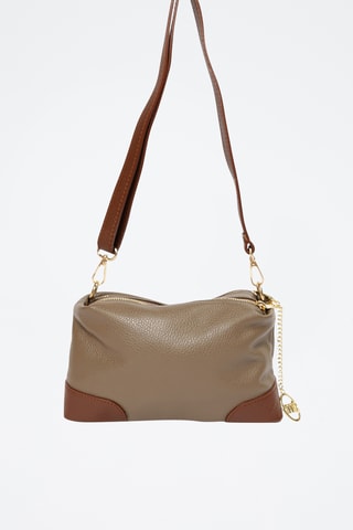 Sac bandoulière en cuir - Taupe