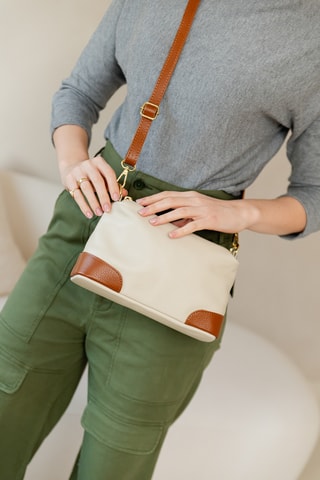 Sac bandoulière en cuir - Beige