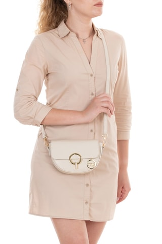 Sac bandoulière en cuir Azario - Beige