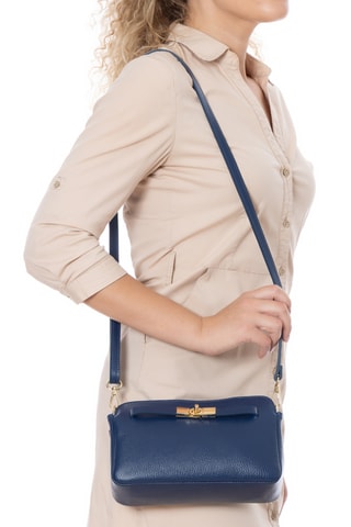 Sac bandoulière en cuir Venosta - Bleu