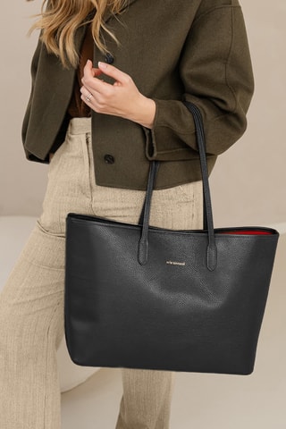 Cabas en cuir Bassini - Noir