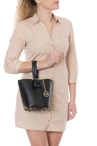 Sac seau et pochette en cuir Inama - Noir