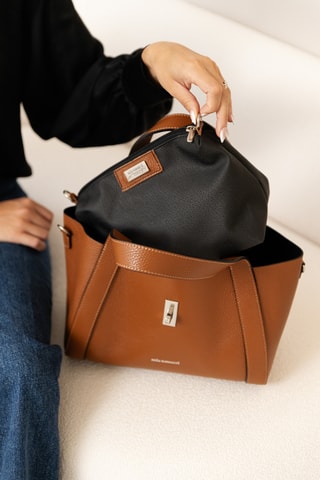 Sac à main et pochette en cuir Ettore - Marron