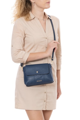 Sac bandoulière en cuir Fonzaso - Bleu