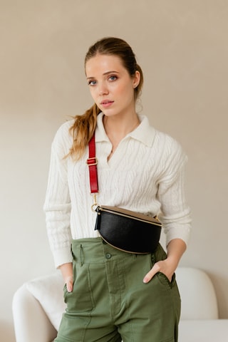 Sac bandoulière en cuir Perugino - Noir