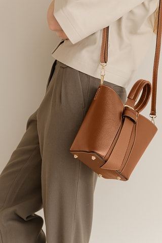 Sac seau et pochette en cuir Inama - Marron