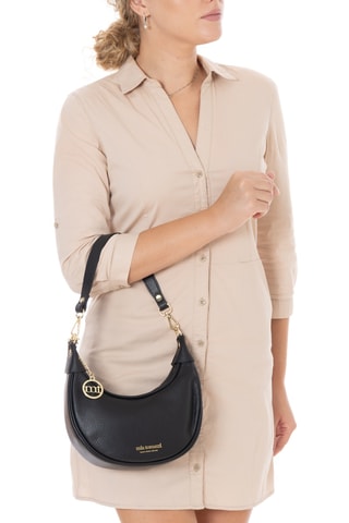 Sac porté épaule en cuir Carabelli - Noir