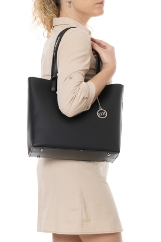 Sac porté épaule en cuir Zanella - Noir