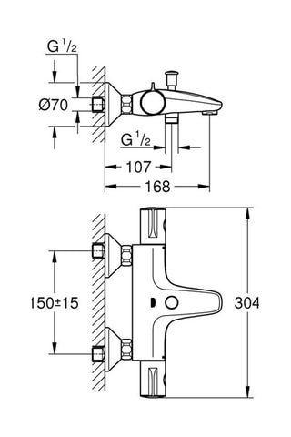 Mitigeur thermostatique pour bain et douche Grohtherm