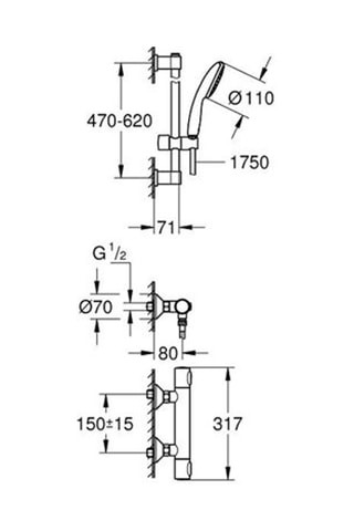 Mitigeur thermostatique et barre douche GROHE Quickfix