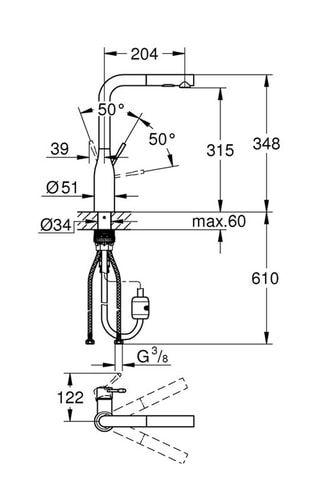 Mitigeur pour évier avec bec tube et douchette extractible - Essence