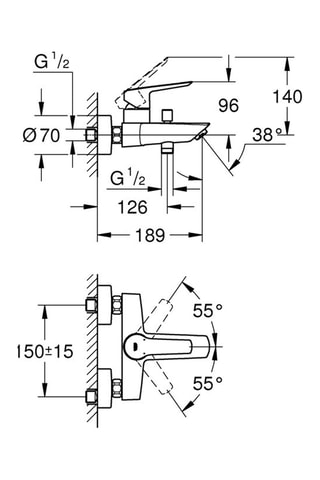 Mitigeur pour baignoire et douche mural Start