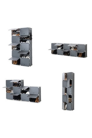 Estante para calçado - 36 pares - Cinzento