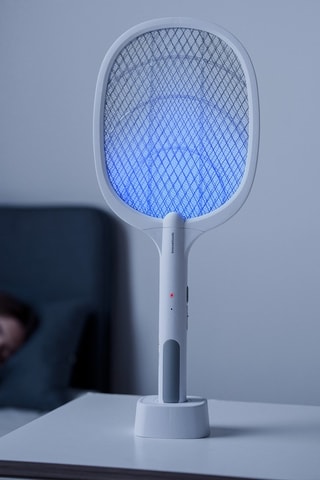 Raquete anti-insetos recarregável 2em 1 com luz UV