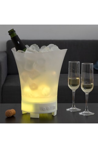 Balde para gelo LED e coluna Bluetooth Branco