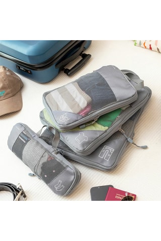 4 sacos de arrumação de compressão para mala de viagem - 31 x 40,5 x 10 / 25,5 x 36,5 x 9 / 22 x 31,5 x 9 / 33,5 x 12,5 x 8 cm