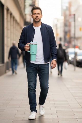 Caneca de viagem em aço inoxidável Any Morning - Turquesa - 1,2 l