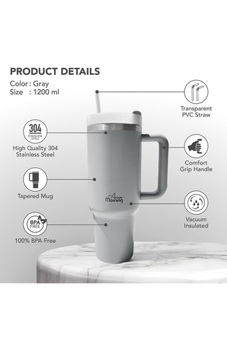 Caneca de viagem em aço inoxidável Any Morning - Cinzento - 1,2 l