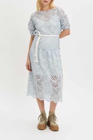 Robe midi en broderie anglaise - Ciel