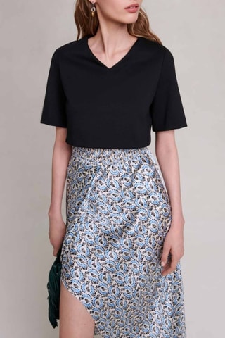 Robe longue - Bleu et écru